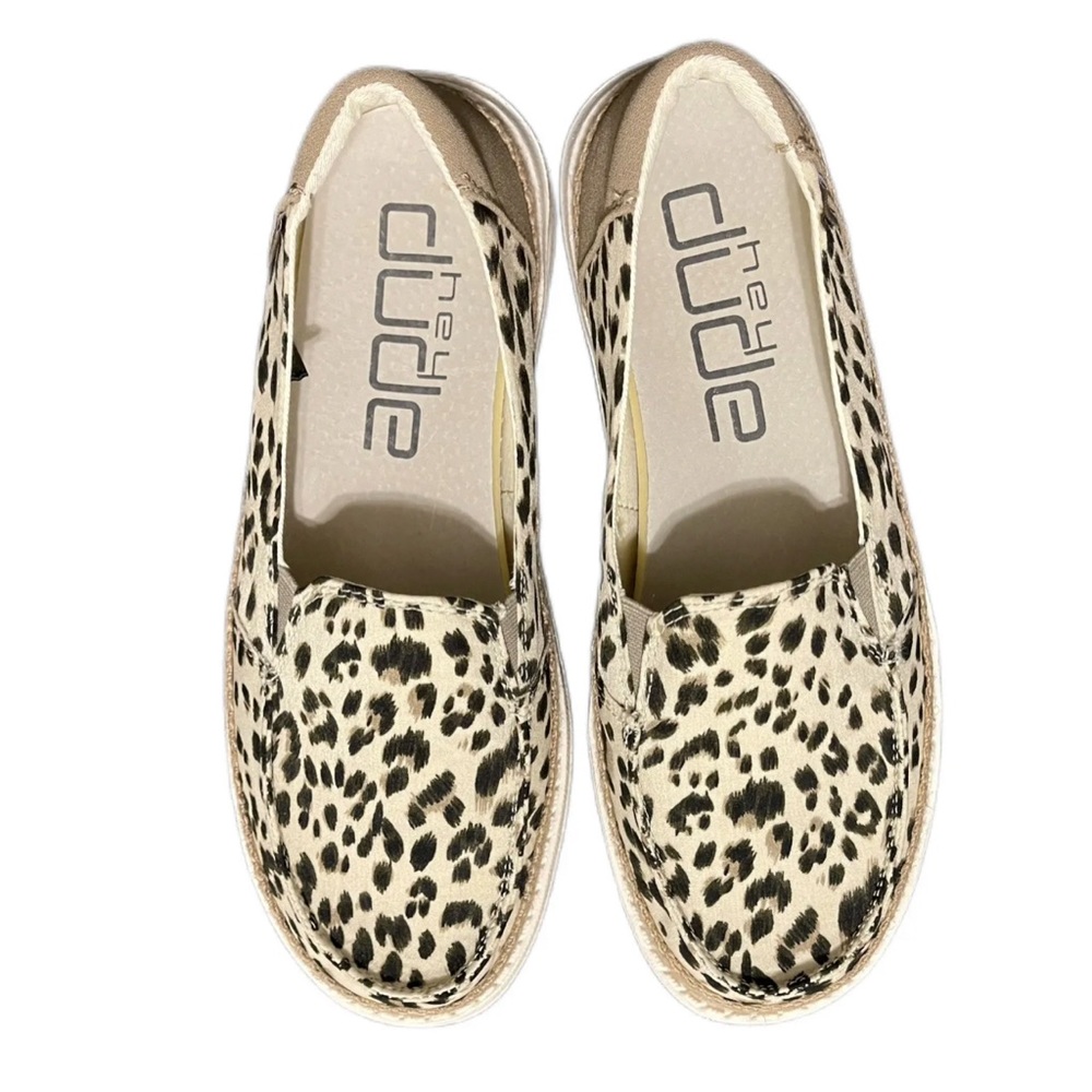 Hey Dude Lena Leopard Angora Slip-On Shoes Sz 8